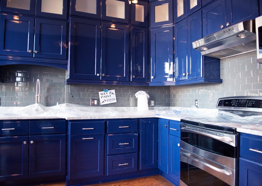 High Gloss Blue Cabinets