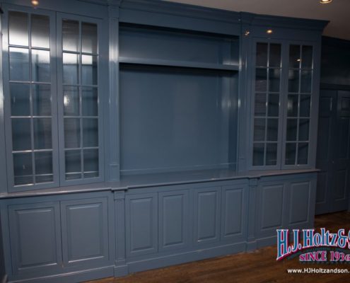 Blue Painted Walls and Cabinets Completed