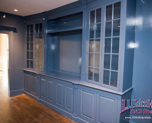 Blue Painted Walls and Cabinets Completed