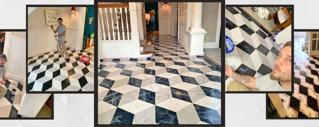 FAUX MARBLE FLOOR MAKES DRAMATIC STATEMENT